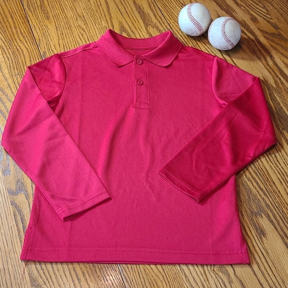 Chaps Red Long Sleeve Polo Shirt - Boy's Small - Like New - Picture 2 of 6